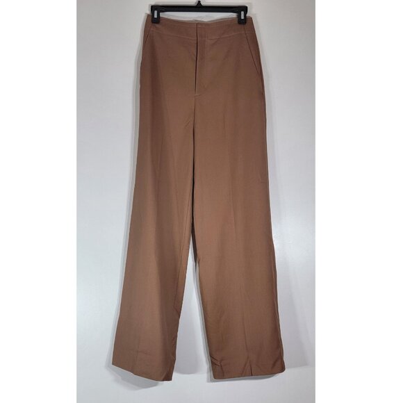 Helmut Lang 100% Wool Wide Leg Trousers, Tan, Womens Size 4 - Picture 2 of 6